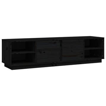Tv-meubel grenen zwart 156cm | Retour deal | 59% korting, Huis en Inrichting, Gebruikt, Verzenden, Rustiek, 150 tot 200 cm