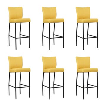 Set van 6 Leren barkruk Revolt hoog - Toledo Giallo (geel), Huis en Inrichting, Barkrukken, Nieuw, Leer, Ophalen of Verzenden