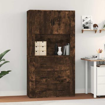 vidaXL Hoge kast bewerkt hout gerookt eikenkleurig, Verzenden, Nieuw