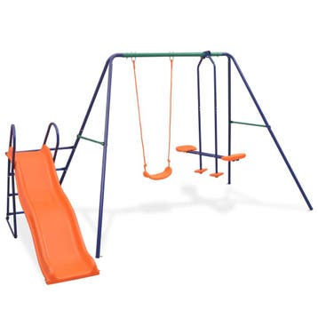 vidaXL Schommelset met glijbaan en 3 zitjes oranje, Kinderen en Baby's, Verzenden, Nieuw