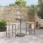 vidaXL 3-delige Tuinbarset poly rattan en massief acaciahout, Tuin en Terras, Verzenden, Nieuw