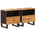 vidaXL Bedkast met lade 2 pcs Bruin 40 x 33 x 46 cm Massief, Verzenden, Nieuw
