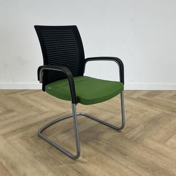 vergaderstoel Ahrend, groene/zwarte stoffering - grijze, Gebruikt, Zwart, Eén