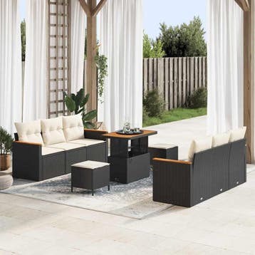 vidaXL Tuinbank Set 11 st 10-Aantal zitplaatsen Zwart en, Verzenden