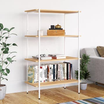 vidaXL Opbergrek 4-laags 80x40x130 cm wit en eikenkleurig, Huis en Inrichting, Verzenden, Nieuw