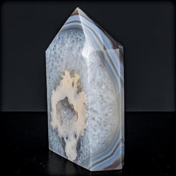 Natuurlijk agaat met chalcedoon, XL-obelisk kristal met