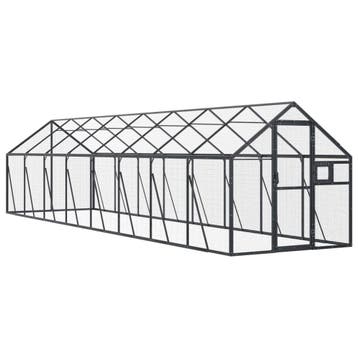 vidaXL Volière 1,79x8x1,85 m aluminium antracietkleurig, Verzenden, Nieuw