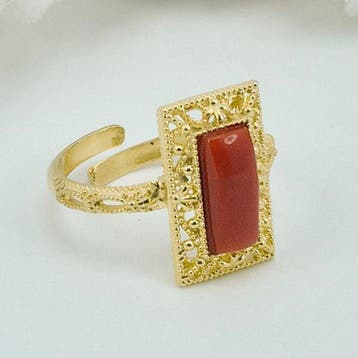Koraal - Zilver, Verguld - Ring - CORALLO MEDITERRANEO