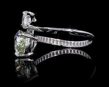 Ring - 14 karaat Witgoud - 3.11ct. tw. Groen Diamant (Fancy, Nieuw