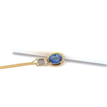 Ketting met hanger - 14 karaat Geel goud - 1.20ct. tw.