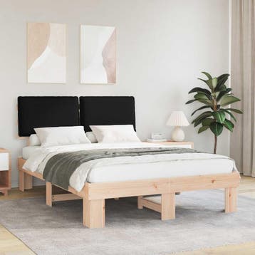 vidaXL Bedframe met Gevoerde Hoofdbord Zwart 160 x 200 cm, Verzenden, Nieuw