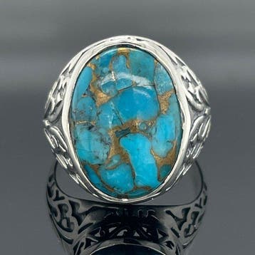 Zilver - Ring - turkoois, Antiek en Kunst