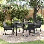 vidaXL Tuin Eettafel Set 5 pcs Zwart Gepoedercoat staal, Verzenden, Nieuw