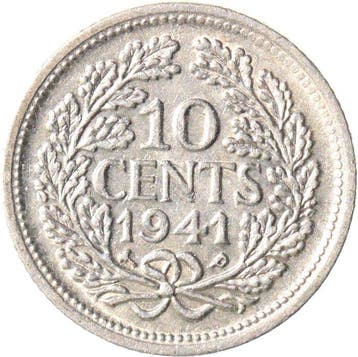 Nederland. Wilhelmina. 10 Cents 1941 PP, 1942 PP, 1943 PP,
