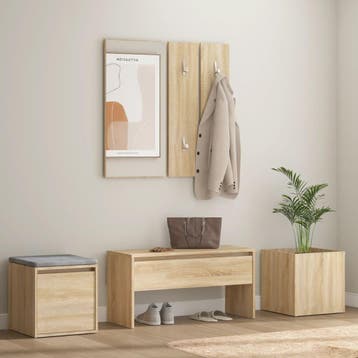 vidaXL Garderobe set bewerkt hout sonoma eikenkleurig, Verzenden, Nieuw