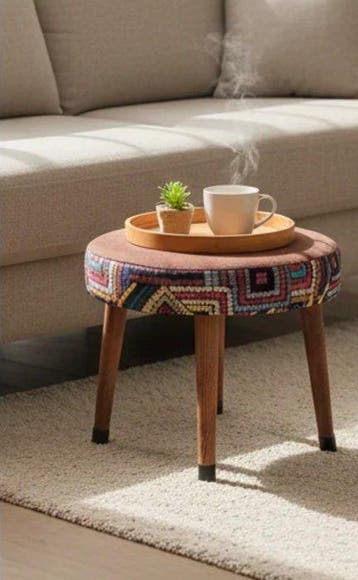Poef - haagbeuk - Kilim poef kruk
