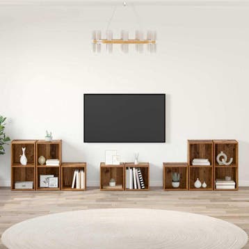 vidaXL TV Kast Set 8 st Oud Hout Bewerkt hout, Verzenden
