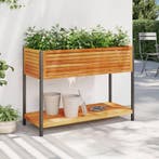 vidaXL Plantenbak met schap 110x45x80 cm massief acaciahout, Verzenden, Nieuw