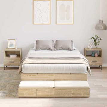 vidaXL Opbergbedframe met lade Sonoma Eik 120 cm Bewerkt, Verzenden, Nieuw