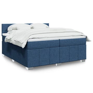 vidaXL Boxspring met matras stof blauw 200x200 cm, Verzenden, Nieuw