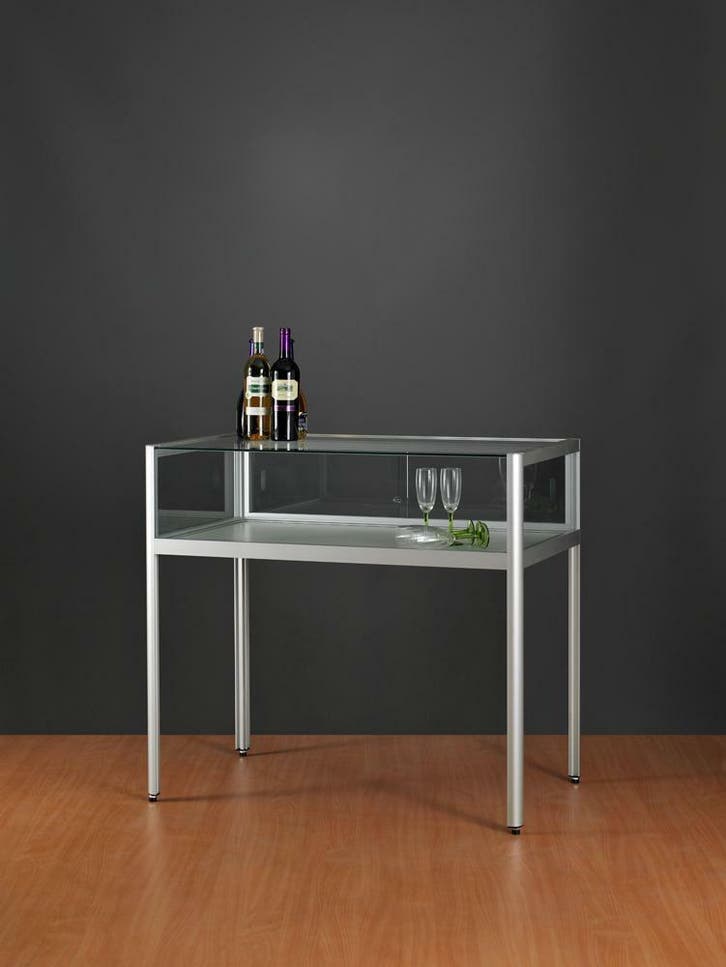 *TIP*  Luxe vitrinekast laag aluminium 120 cm, Zakelijke goederen, Kantoor en Winkelinrichting | Winkel en Inventaris, Ophalen of Verzenden