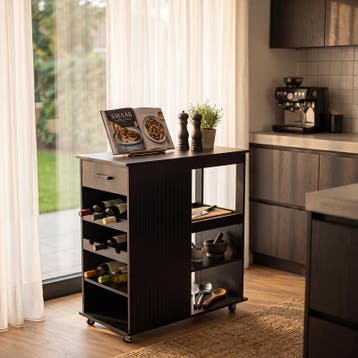 Desserte de cuisine avec porte-bouteilles - noir - 70 x 35 x, Verzenden, Neuf