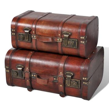 vidaXL Schatkisten 2 st vintage-stijl hout bruin, Verzenden, Nieuw