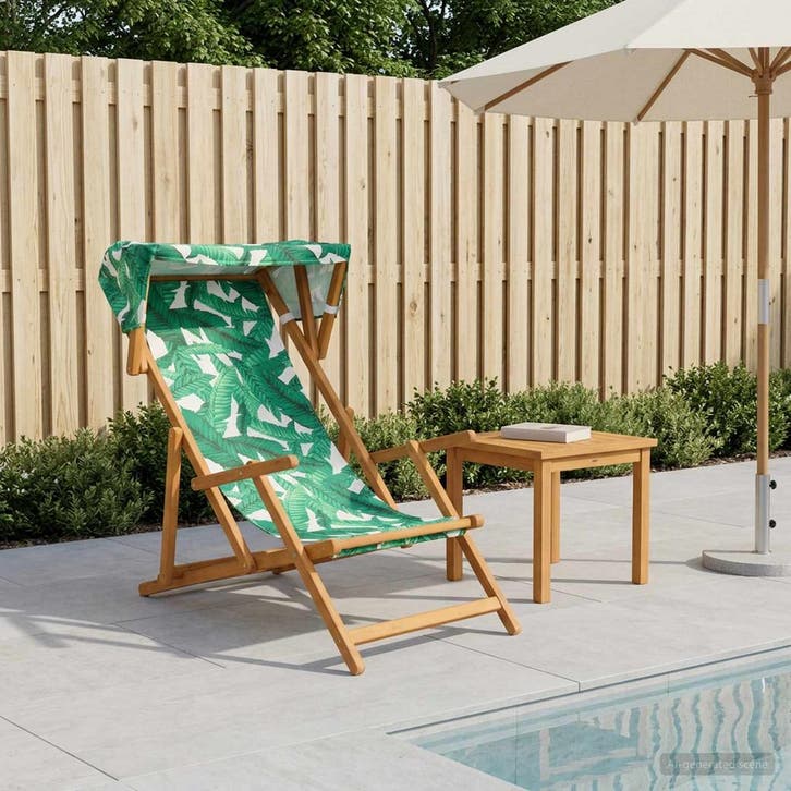 vidaXL Ligstoel 3 Positie massief eucalyptushout Bladpatroon, Tuin en Terras, Ligbedden, Nieuw, Verzenden