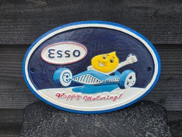 Esso - Gelukkig Rijden - Cast Iron - Reclamebord - Gietijzer