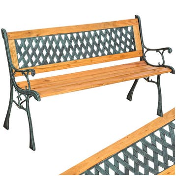 Tuinbank  Tamara 2-zitter van hout en gietijzer 128x51x73cm, Tuin en Terras, Verzenden, Nieuw