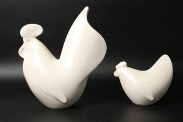 Sotaro Saegusa – Set van 3 abstracte keramische hanen,