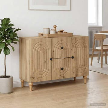 vidaXL TV Kast Artisanaal eiken 89 x 34,5 x 60 cm Bewerkt, Maison & Meubles, Armoires | Dressoirs, Verzenden
