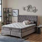 Opbergbox Deluxe Zilvergrijze  180 x 200 - Zone Pocket 28cm!, Huis en Inrichting, Slaapkamer | Boxsprings, 180 cm, 200 cm, Grijs