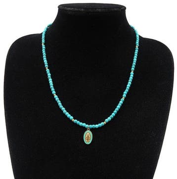 Howlite turquoise - Médaille Miraculeuse - LEmblème de Paix, Antiek en Kunst