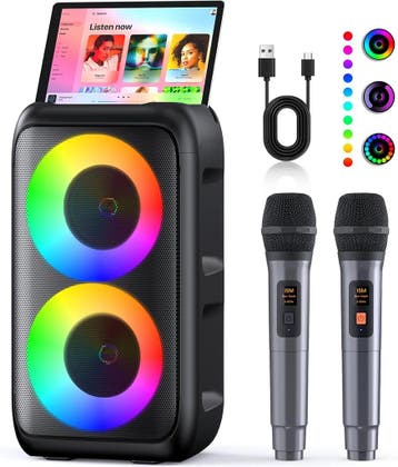 Karaokemachine met 2 mics | Tweede kansje, OP = OP!, Verzenden, Zo goed als nieuw, Complete set