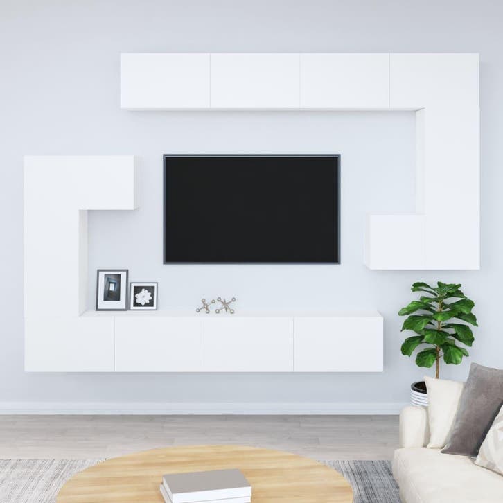 vidaXL Tv-wandmeubel bewerkt hout wit, Huis en Inrichting, Kasten |Televisiemeubels, Nieuw, Verzenden