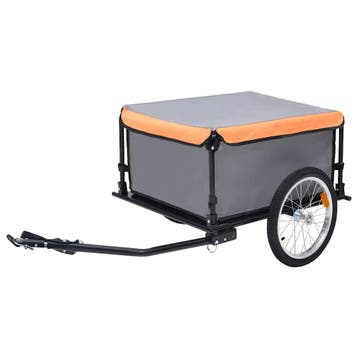 vidaXL Fietstrailer 65 kg grijs en oranje, Fietsen en Brommers, Verzenden, Nieuw