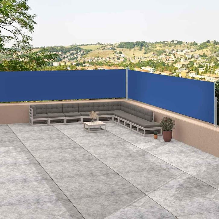 vidaXL Windscherm uittrekbaar 117x1200 cm blauw, Tuin en Terras, Parasols, Nieuw, Verzenden