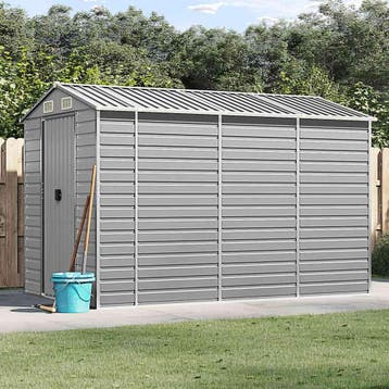 vidaXL Tuinhuis Lichtgrijs 191x300x198 cm Gegalvaniseerd, Verzenden, Nieuw