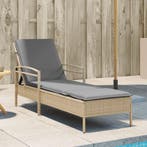 vidaXL Ligbed met kussen 63x200x81 cm poly rattan beige, Verzenden, Nieuw