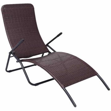 vidaXL Inklapbaar ligbed poly rattan bruin, Verzenden, Nieuw
