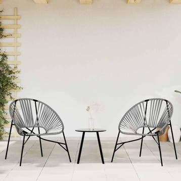 vidaXL Set tuinstoelen 3-delig poly rattan zwart en, Jardin & Terrasse, Verzenden