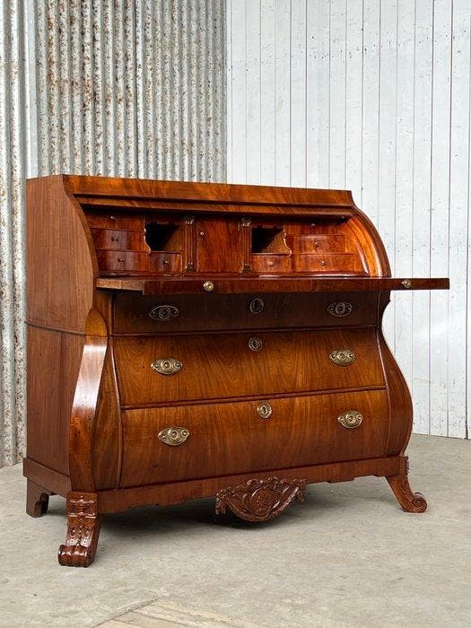 Cilinderbureau - Epoque Transition - Mahogany, Gilt brass, Antiquités & Art, Antiquités | Meubles | Chaises & Canapés