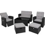 tectake Wicker zitgroep Bari - zwart, Tuin en Terras, Verzenden, Nieuw