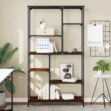vidaXL Boekenrek 99x35,5x176 cm bewerkt hout en staal, Verzenden, Nieuw