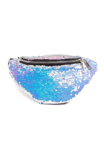 KIMU® Heuptasje Pailletten Iridescent Parelmoer Zilver Fanny, Ophalen of Verzenden, Nieuw