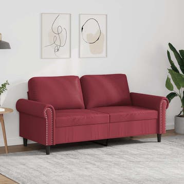 vidaXL Tweezitsbank / zetel 140 cm kunstleer wijnrood, Verzenden