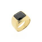 Gouden heren zegelring met onyx; pinkring, Handtassen en Accessoires, Gebruikt, Overige kleuren, Heer, Ophalen of Verzenden