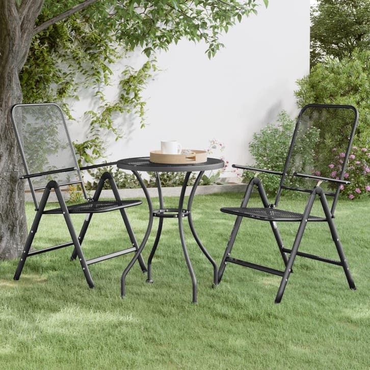 vidaXL Tuintafel Ø60x72 cm metaalgaas antracietkleurig, Tuin en Terras, Tuintafels, Nieuw, Verzenden