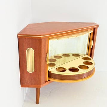 Chariot de service - Teck - Cabinet vintage pour cocktails /, Antiek en Kunst